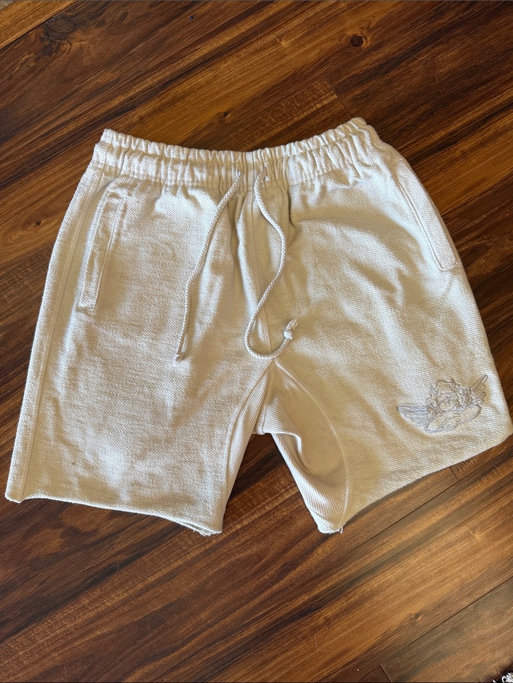 Boys Lie Cream Athletic Terry Drawstring Shorts